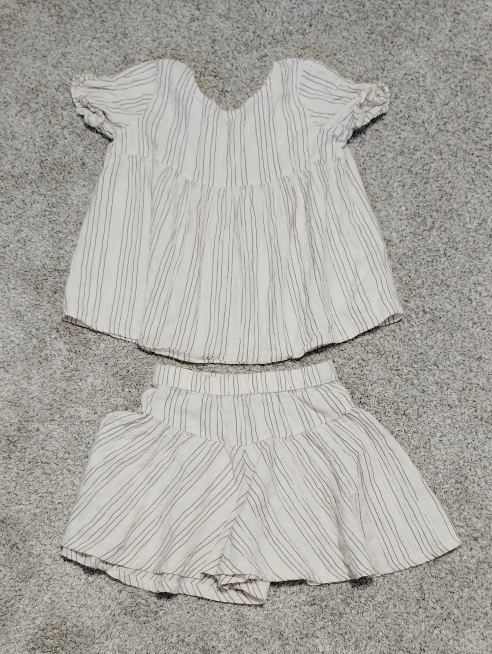 art class Cream and Gray Striped Babydoll Top And Shorts